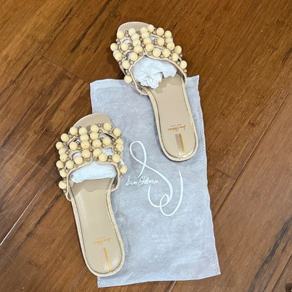 Sam Edelman Cream Beaded Slide Sandals - Picture 4 of 4